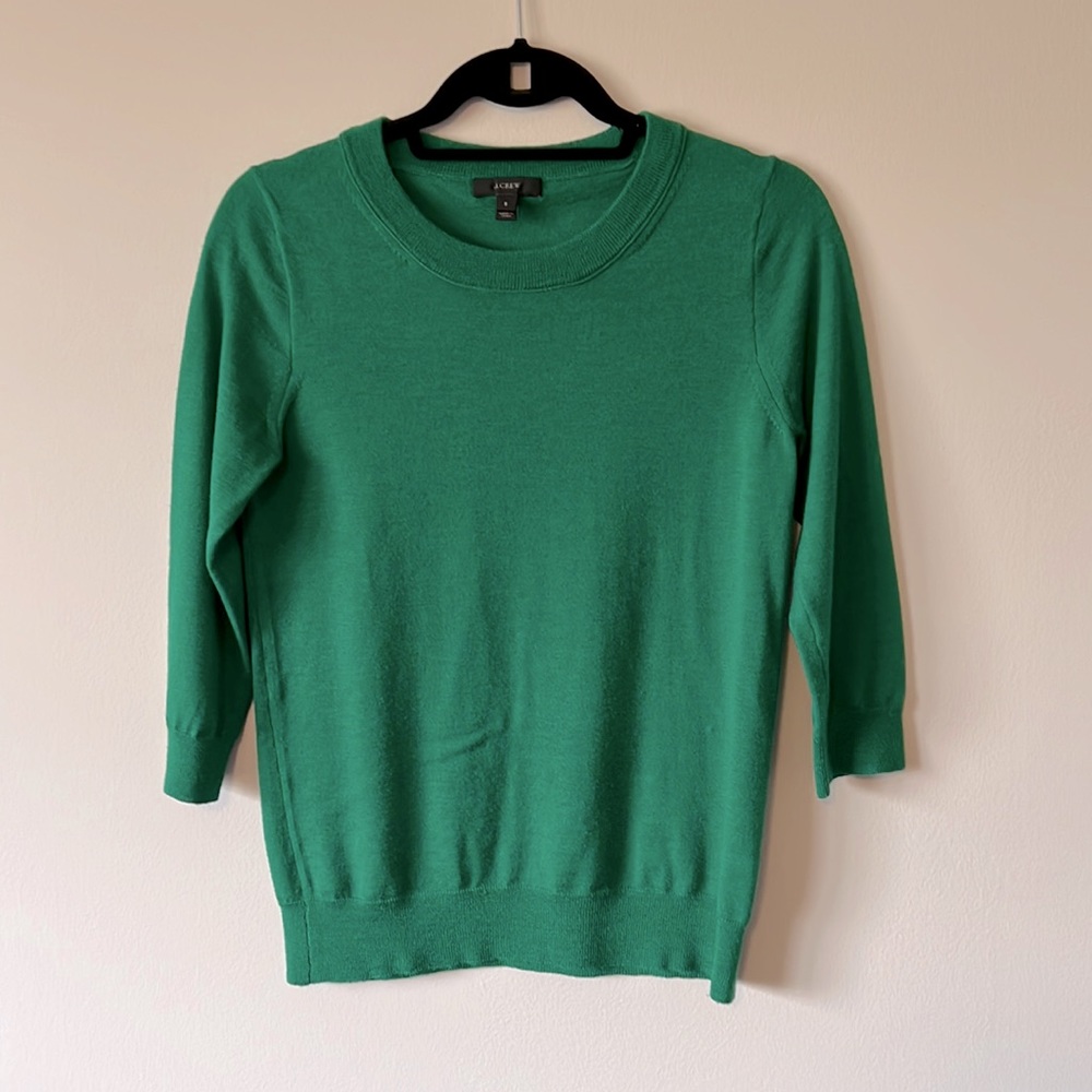 Emerald Green J Crew 3/4 Sleeve Sweater Size S